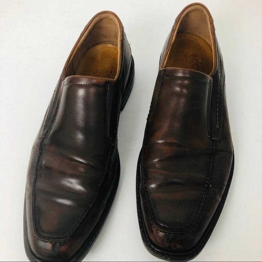 Ecco men's brown leather‎ loafers size 43